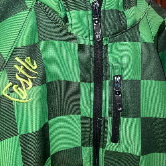 Castle X Green & Black Checkered Softshell Jacket Size L - Picture 3 of 9